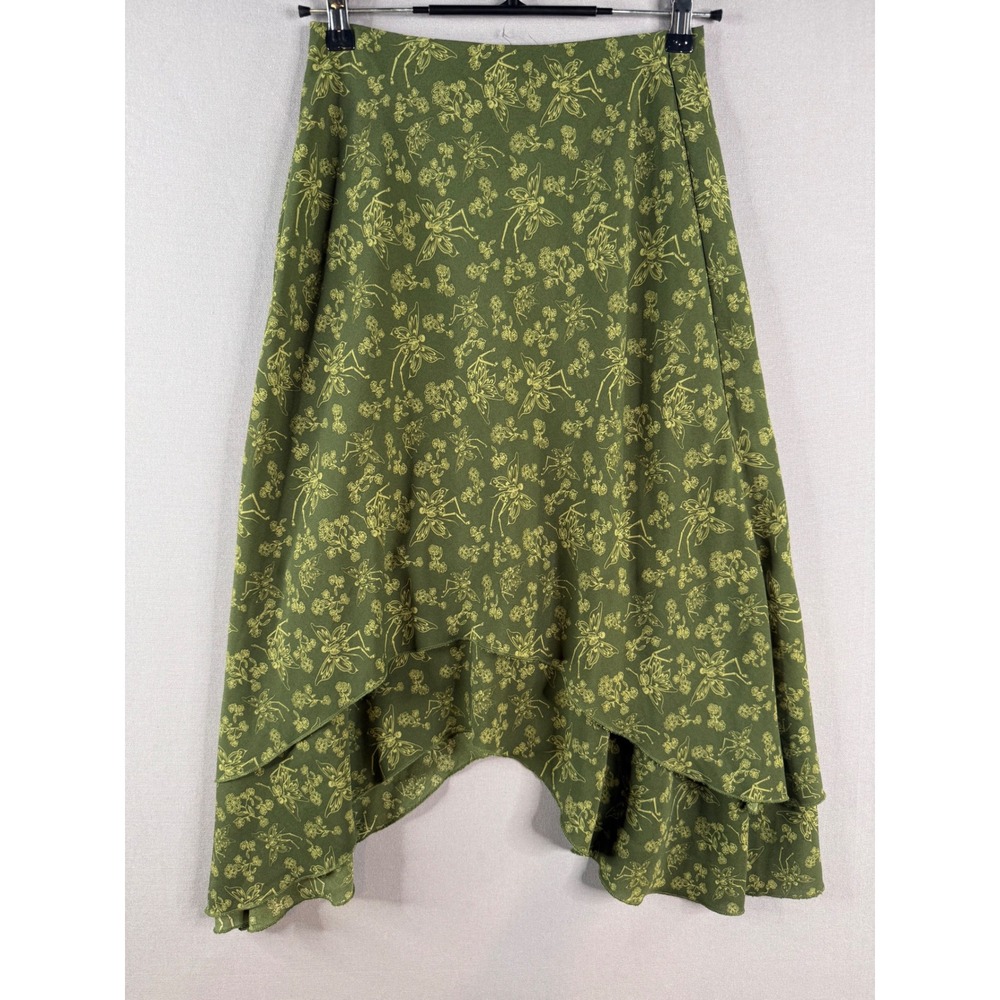 Thorn & Fable Skeleton Fairy Midi Skirt Womens XS Green Goth Fairycore Grunge